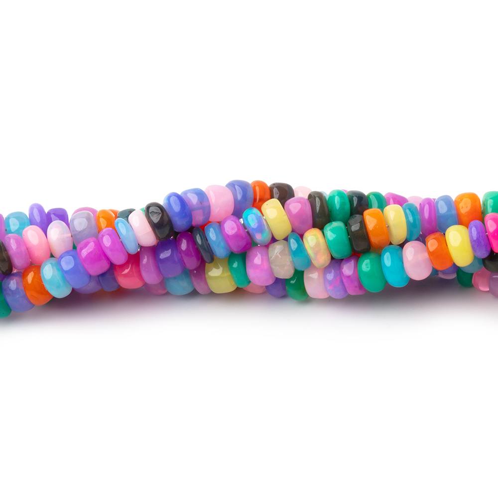 4-4.5mm Neon Multi Color Ethiopian Opal Plain Rondelle Beads 16 inch 166 pieces