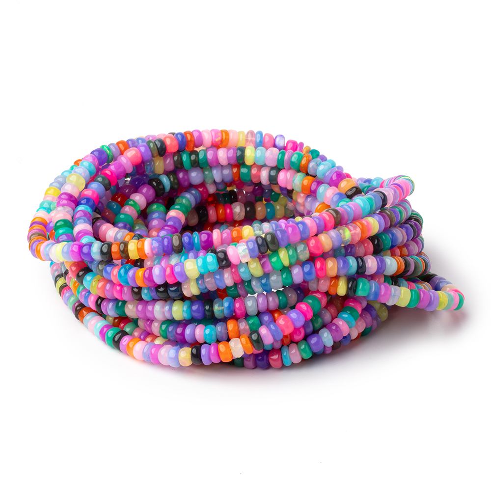 4-4.5mm Neon Multi Color Ethiopian Opal Plain Rondelle Beads 16 inch 166 pieces