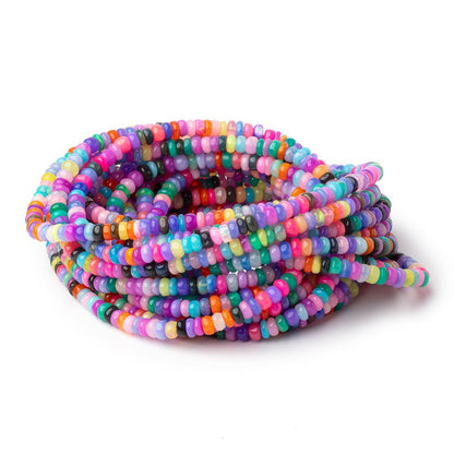 4-4.5mm Neon Multi Color Ethiopian Opal Plain Rondelle Beads 16 inch 166 pieces