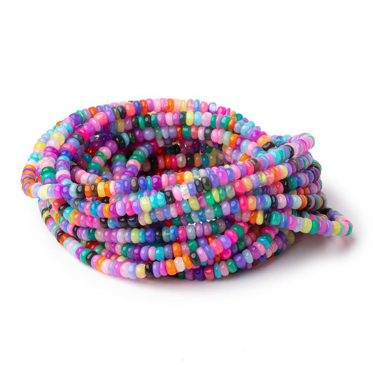 4-4.5mm Neon Multi Color Ethiopian Opal Plain Rondelle Beads 16 inch 166 pieces