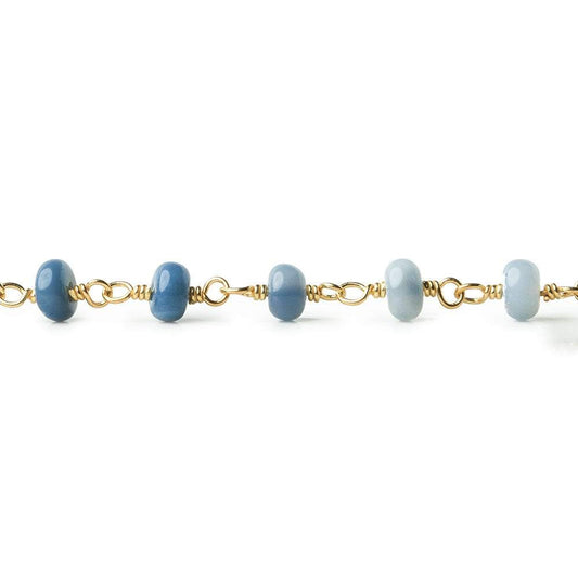 4-4.5mm Owyhee Blue Opal plain rondelle Vermeil Chain by the foot