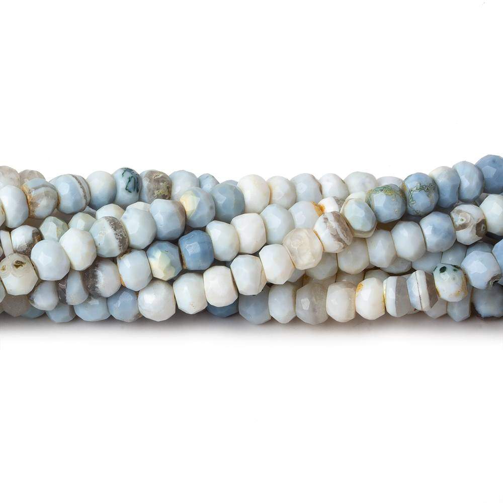 4mm Owyhee Natural Denim Blue Opal faceted rondelles 13 inch 97 beads