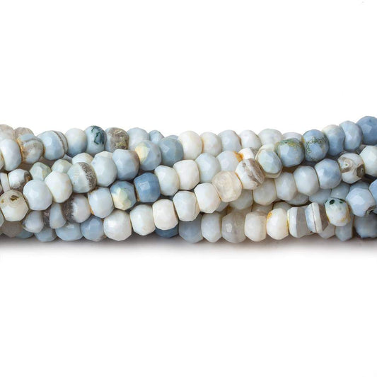 4mm Owyhee Natural Denim Blue Opal faceted rondelles 13 inch 97 beads