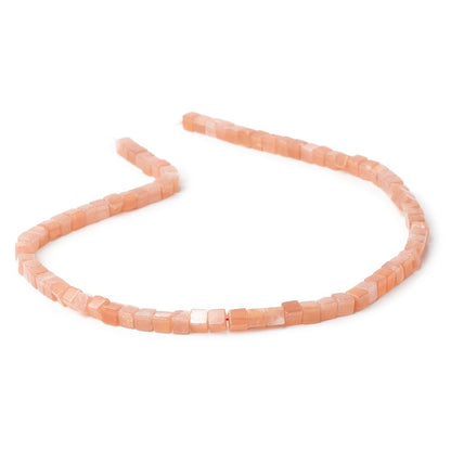 4-4.5mm Peach Moonstone Plain Cube Beads 14 inch 81 pieces
