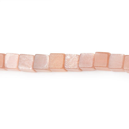 4-4.5mm Peach Moonstone Plain Cube Beads 14 inch 81 pieces