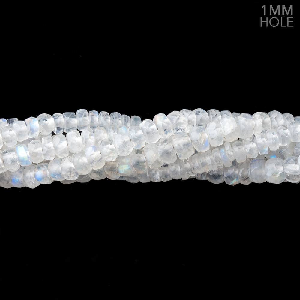 4.5-5mm Rainbow Moonstone faceted rondelle 1mm large hole 13 inch 125 Beads