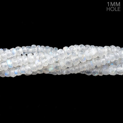 4.5-5mm Rainbow Moonstone faceted rondelle 1mm large hole 13 inch 125 Beads