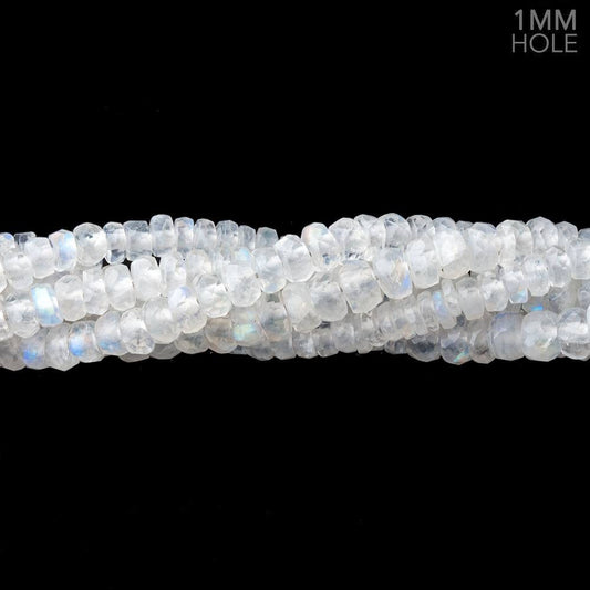 4.5-5mm Rainbow Moonstone faceted rondelle 1mm large hole 13 inch 125 Beads