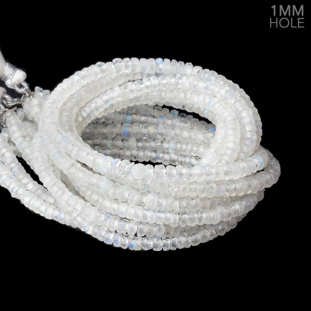 4.5-5mm Rainbow Moonstone faceted rondelle 1mm large hole 13 inch 125 Beads