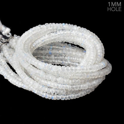 4.5-5mm Rainbow Moonstone faceted rondelle 1mm large hole 13 inch 125 Beads