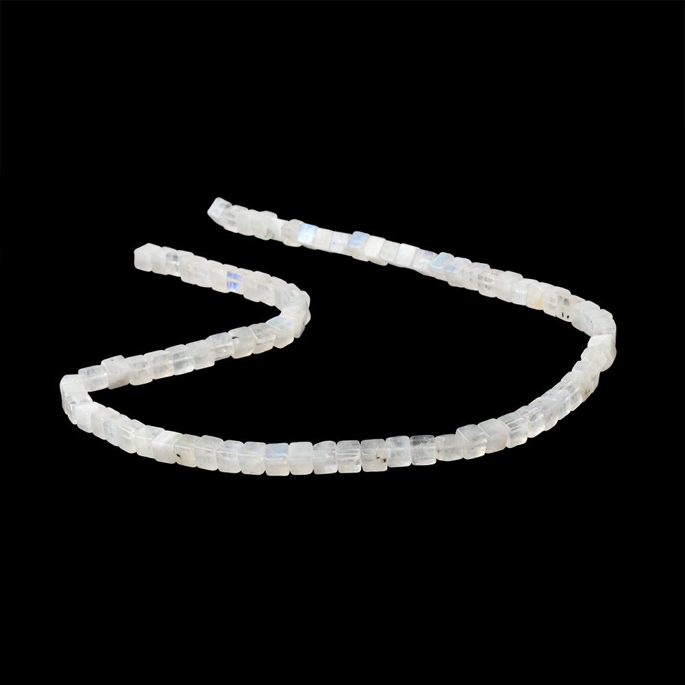 4-4.5mm Rainbow Moonstone Plain Cube Beads 14 inch 83 pieces