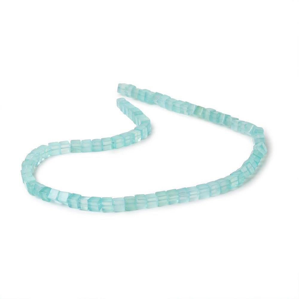 4-4.5mm Seafoam Blue Chalcedony Plain Cube Beads 14.5 inch 80 pieces