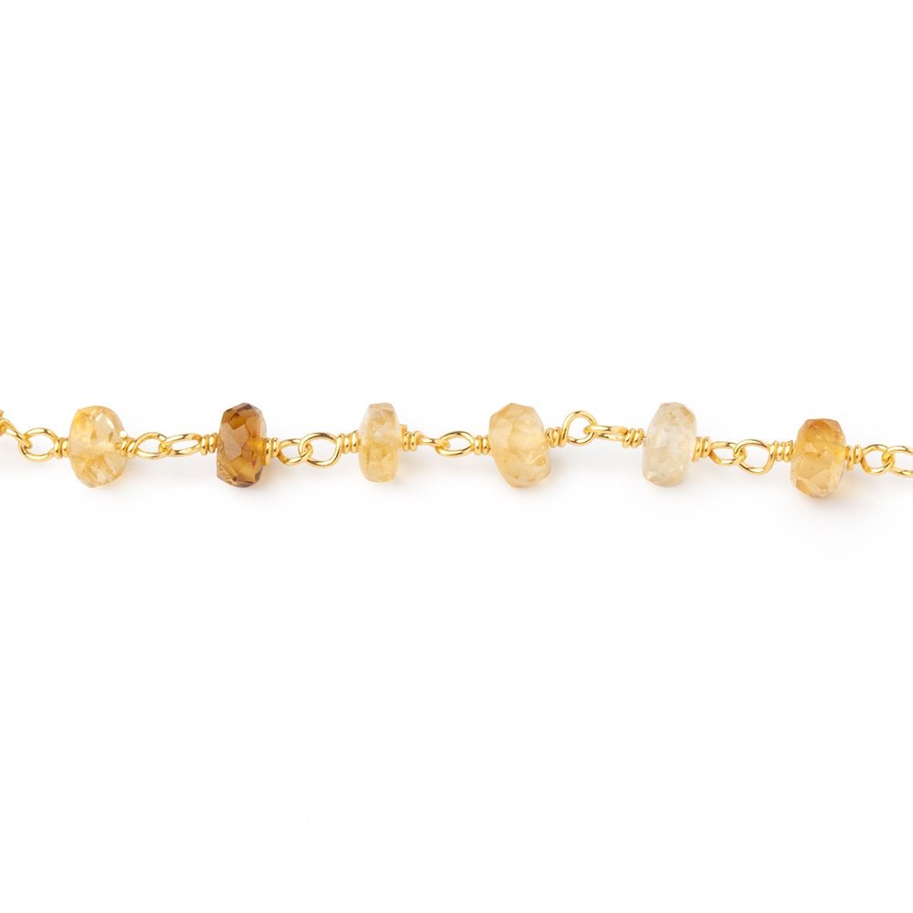 4-4.5mm Shaded Citrine Faceted Rondelle on Vermeil Chain