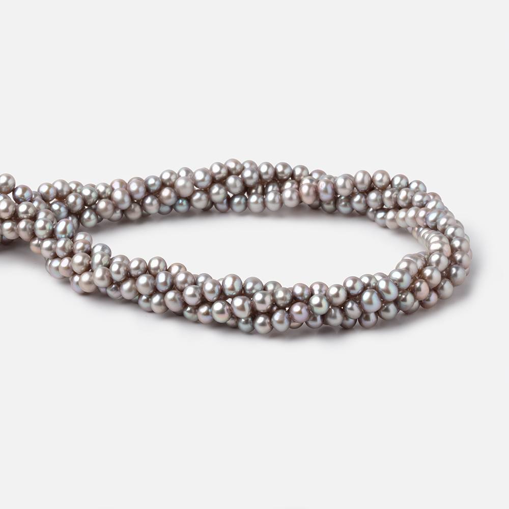 4-4.5mm Silver Off Round Freshwater Pearls 15.5 inch 95 Beads