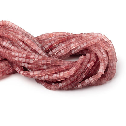 4-4.5mm Strawberry Quartz Plain Cube Beads 14 inch 78 pieces