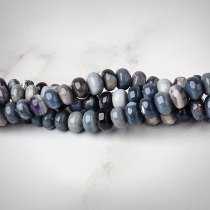 4-5.5 mm Blue Grey Australian Opal Plain Rondelles 18 inch 148 beads A
