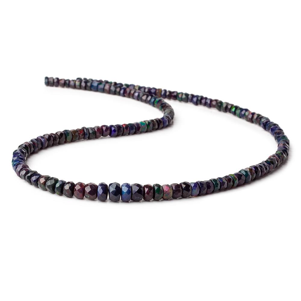 4-5.5mm Ethiopian Wollo Black Opal faceted rondelles 145 beads 16 inch AA