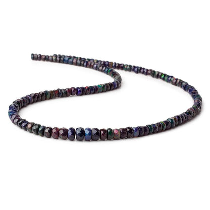 4-5.5mm Ethiopian Wollo Black Opal faceted rondelles 145 beads 16 inch AA