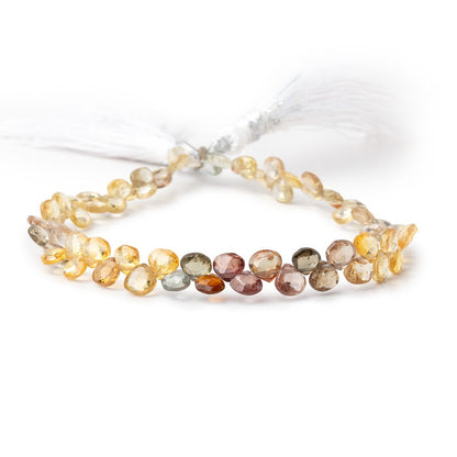 4-5.5mm Multi Color Zircon Faceted Heart Briolettes 8 inch 66 Beads AA