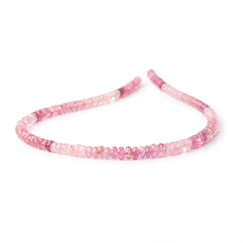 4-5.5mm Shaded Pink Tourmaline Faceted Rondelle 14 inch 136 Beads AA