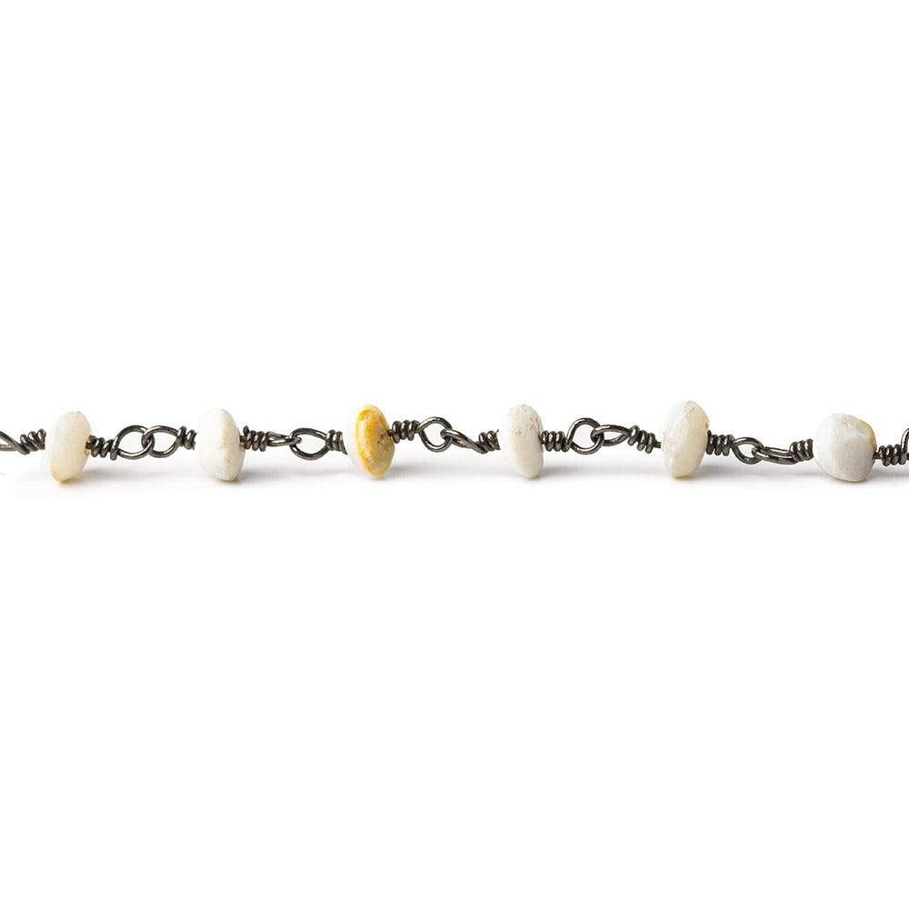 4-5mm Australian Opal plain rondelle Black Gold plated Chain by the foot 32 pieces