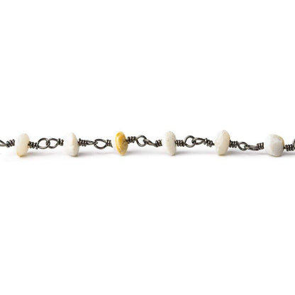 4-5mm Australian Opal plain rondelle Black Gold plated Chain by the foot 32 pieces