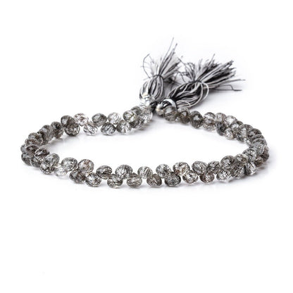 4-5mm Black Tourmalinated Quartz Faceted Candy Kiss Beads 9 inch 76 pieces AA