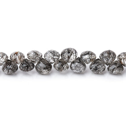 4-5mm Black Tourmalinated Quartz Faceted Candy Kiss Beads 9 inch 76 pieces AA