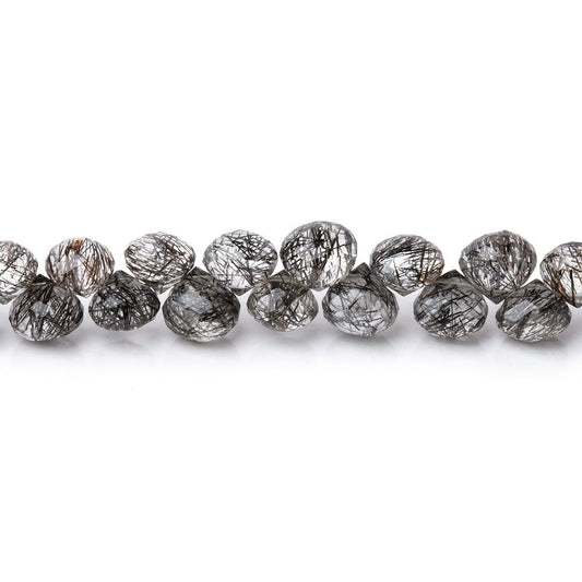 4-5mm Black Tourmalinated Quartz Faceted Candy Kiss Beads 9 inch 76 pieces AA