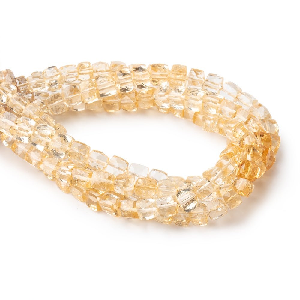 4-5mm Citrine Faceted Cube Beads 7.5 inch 38 pieces