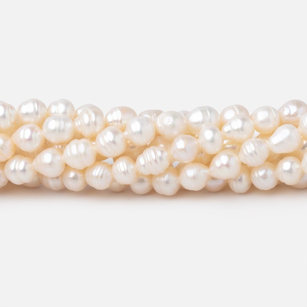 4-5mm Creamy Petite Ringed Baroque Freshwater Pearls 16 inch 78 Beads