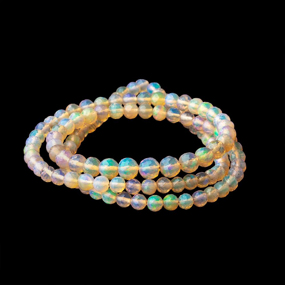 4-5mm Ethiopian Opal Faceted Round Beads 17 inch 117 pieces AAA
