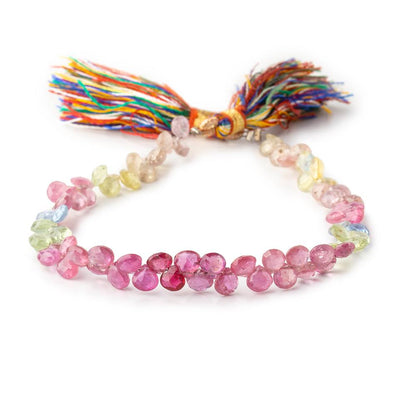 4-5mm Fancy Sapphire and Ruby Faceted Heart Beads 8 inch 74 pieces