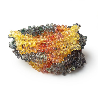 4-5mm Fancy Sapphire Micro Faceted Tear Drop 17 inch 275 Beads AA