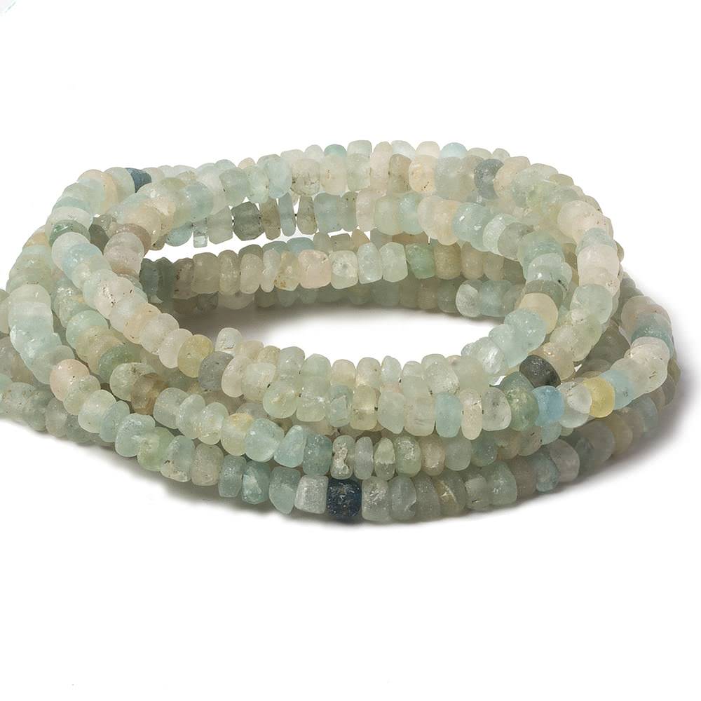 4-5mm Frosted Multi Color Beryl Plain Rondelle Beads 13 inch 110 pieces