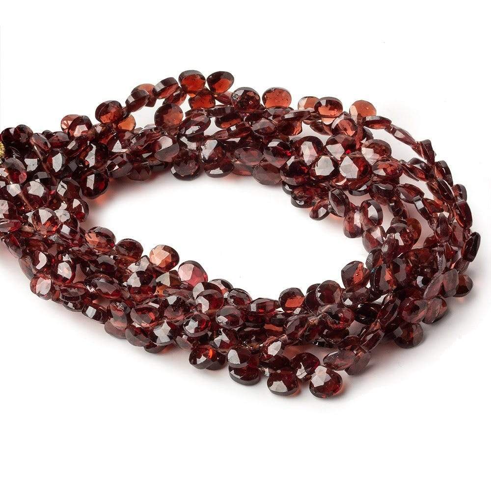 4-5mm Garnet Faceted Heart Beads 8.5 inch 74 pieces