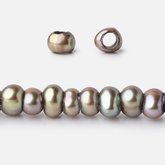 4-5mm Irish Greens Off Round 2.5mm Large Hole Pearls 15 inch 120 Beads