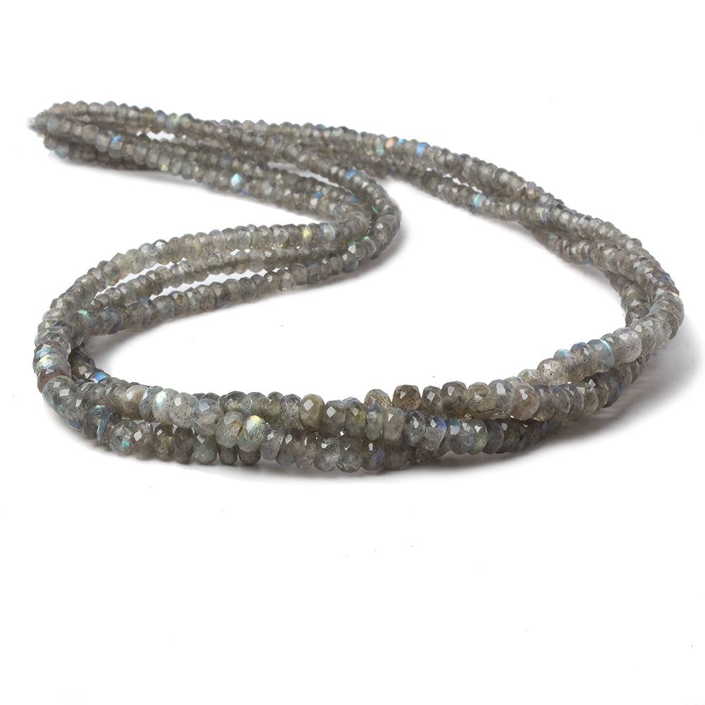 4-5mm Labradorite faceted rondelle 1mm drill hole beads 18 inch 185 pieces