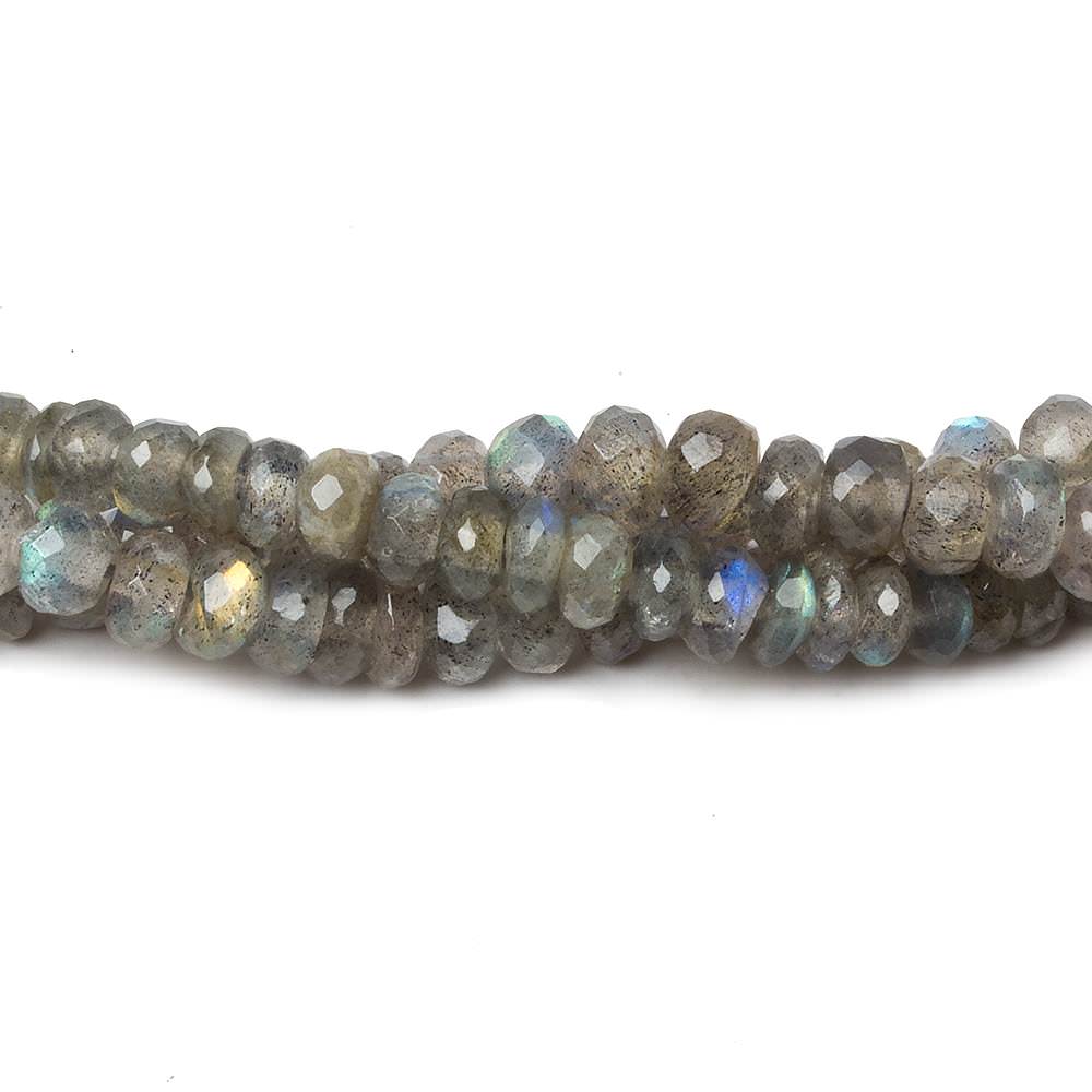 4-5mm Labradorite faceted rondelle 1mm drill hole beads 18 inch 185 pieces