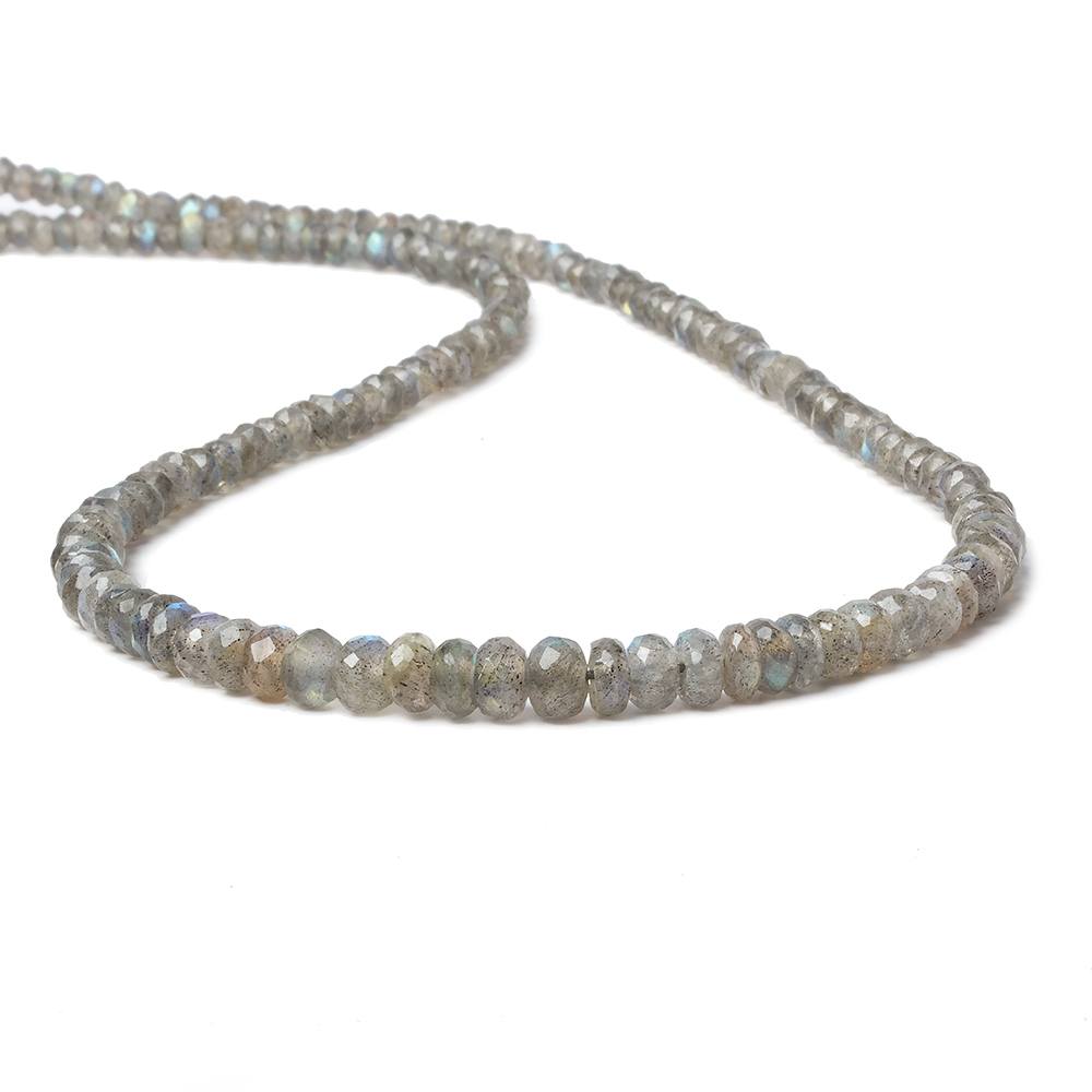 4-5mm Labradorite faceted rondelle 1mm drill hole beads 18 inch 185 pieces