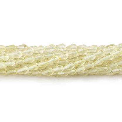 4-5mm Lemon Quartz Straight Drilled Faceted Tear Drop Beads 14.5 inch 80 pieces