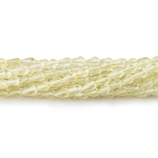 4-5mm Lemon Quartz Straight Drilled Faceted Tear Drop Beads 14.5 inch 80 pieces
