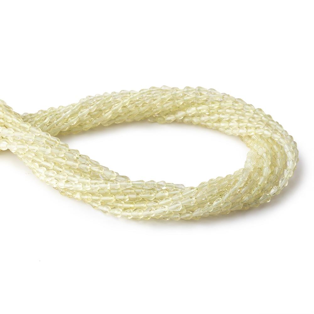 4-5mm Lemon Quartz Straight Drilled Faceted Tear Drop Beads 14.5 inch 80 pieces