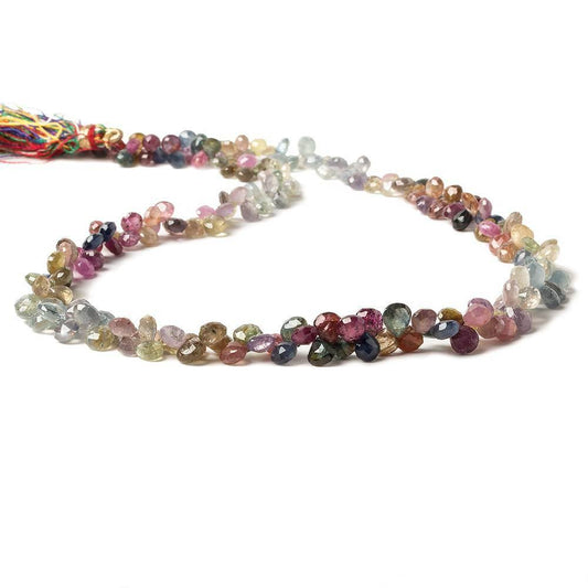 4-5mm Multi-Color Fancy Sapphire and Ruby Heart Briolette 17 inch 152 pieces