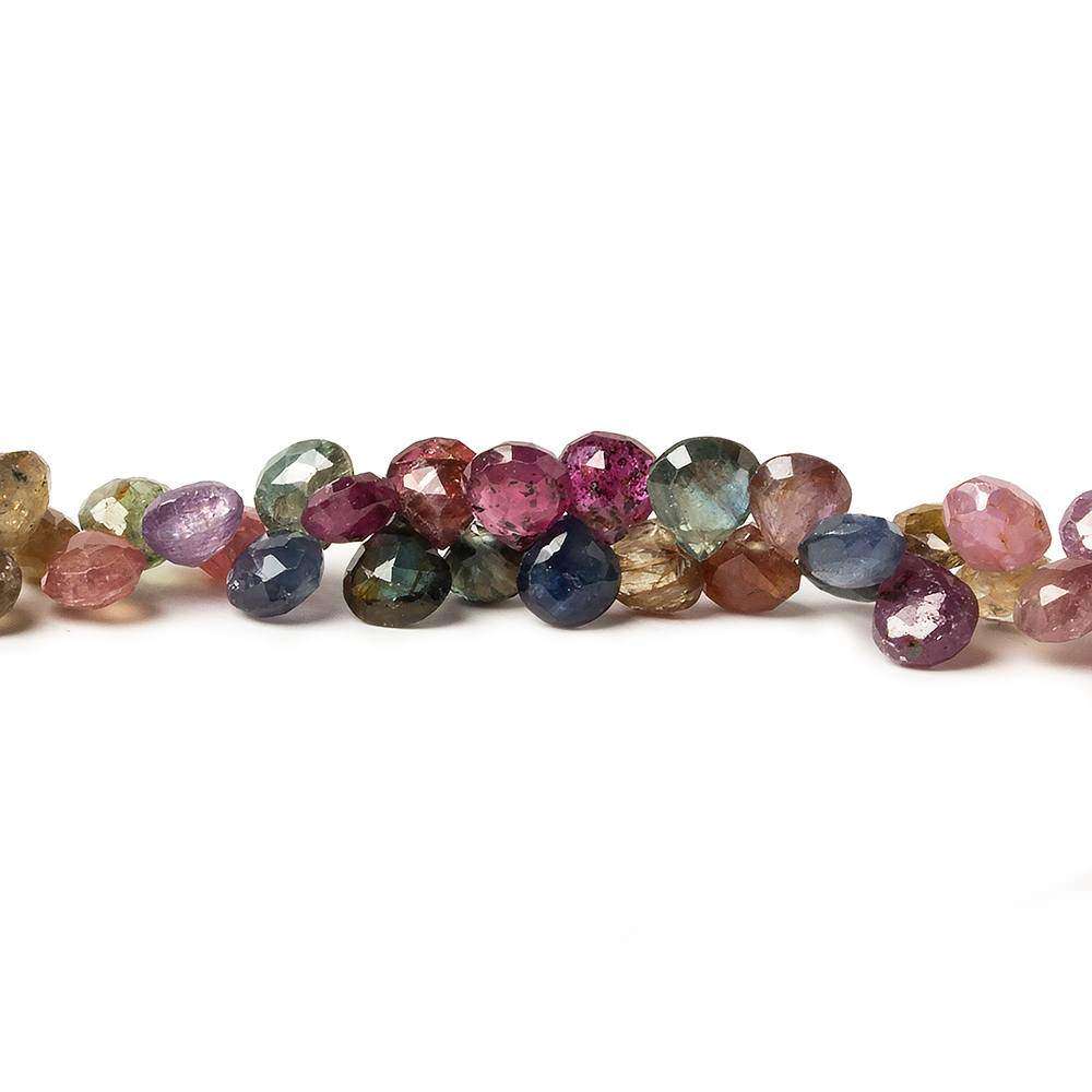4-5mm Multi-Color Fancy Sapphire and Ruby Heart Briolette 17 inch 152 pieces