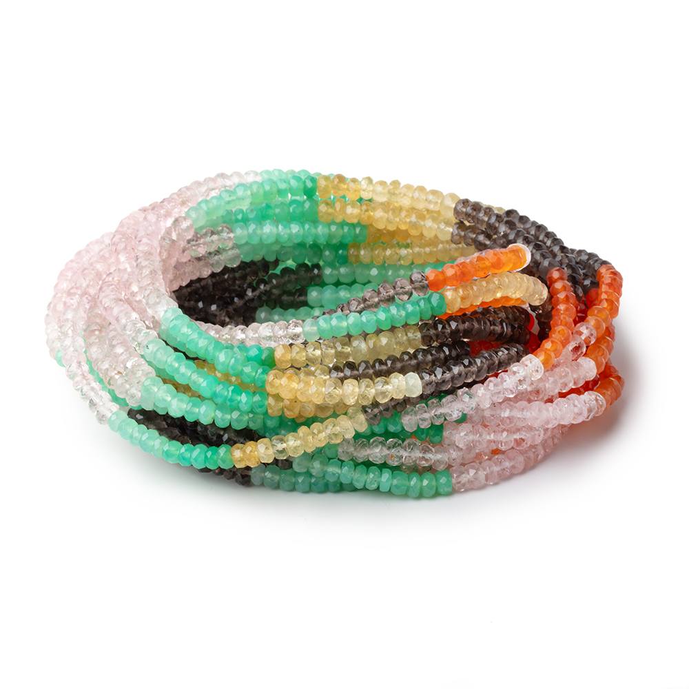4-5mm Multi Gemstone Faceted Rondelles 18 inch 166 Beads AA