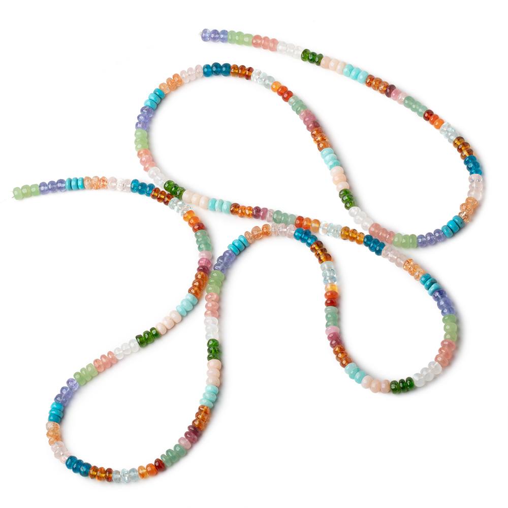 4-5mm Multi Gemstone Plain Rondelle Beads 36 inch 330 pieces AA
