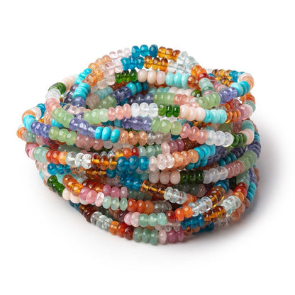 4-5mm Multi Gemstone Plain Rondelle Beads 36 inch 330 pieces AA