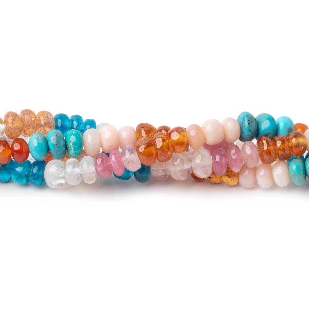 4-5mm Multi Gemstone Plain Rondelles 36 inch 330 Beads AA
