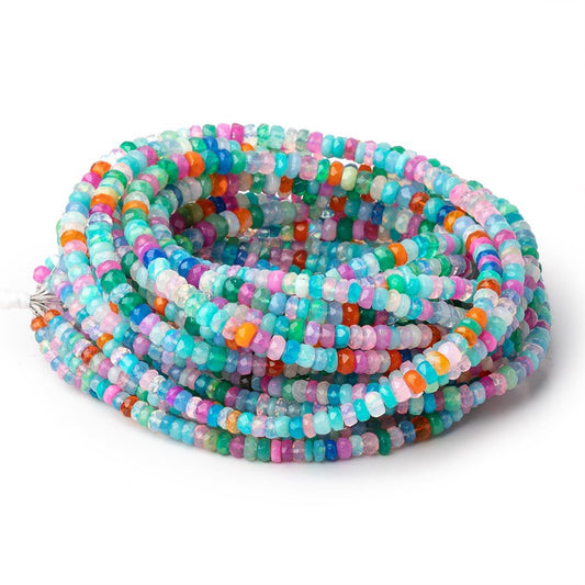4-5mm Neon Multi Color Ethiopian Opal Faceted Rondelles 16 inch 163 Beads AA